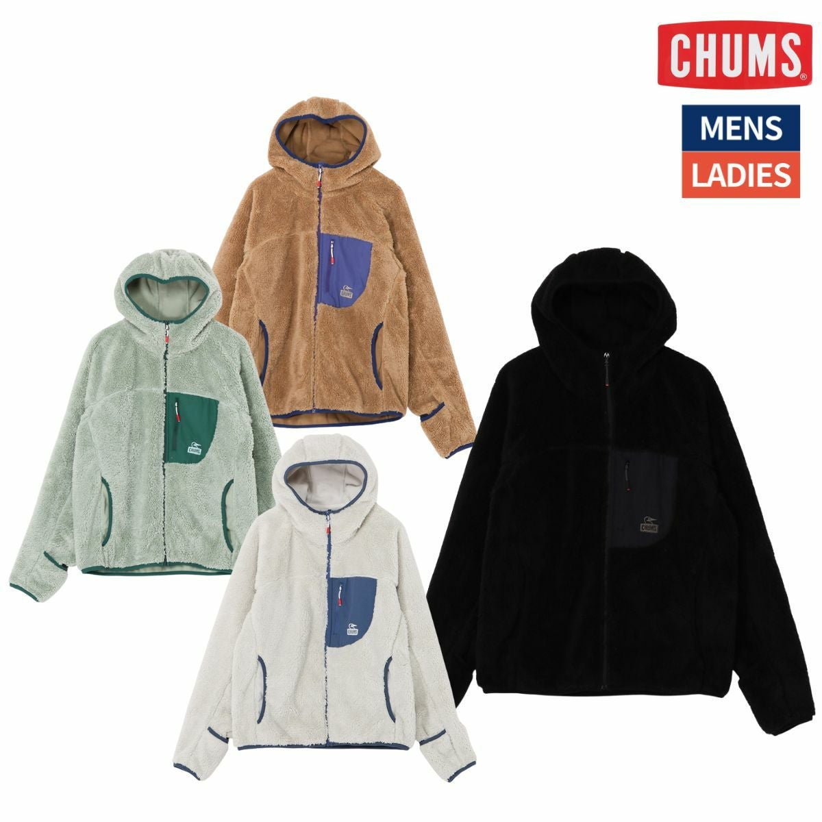 チャムス ボンディングフリースジップパーカー 2025 XXL ベージュ/パープル CH04-1476 CHUMS アウトドア フリース フーディー CHUMS（チャムス） ボンディングフリースジップパーカー メンズ
