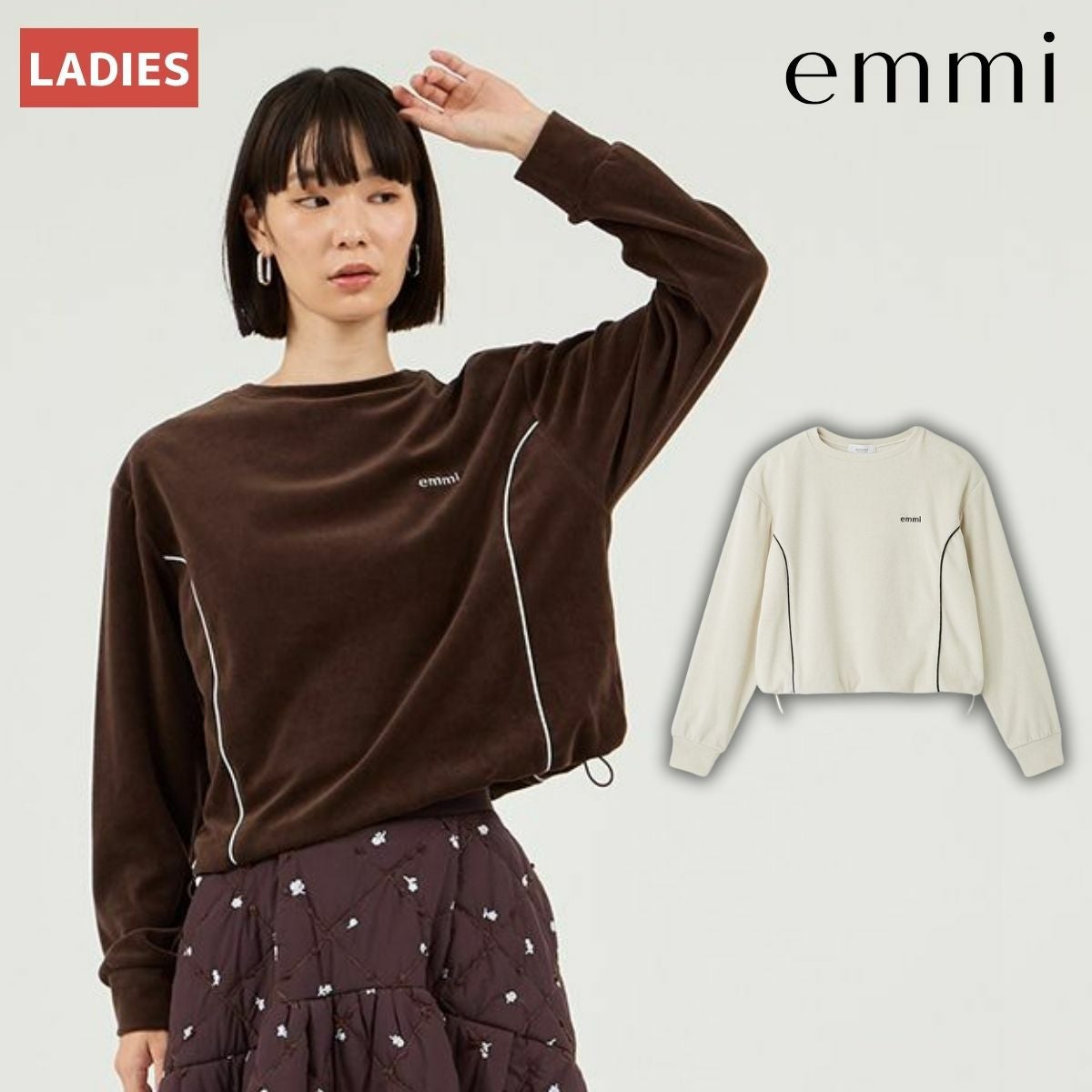 emmi ベロアガウン 18500→13500円 エミ パイピングデザインベロアトップス レディース emmi | スポーツ