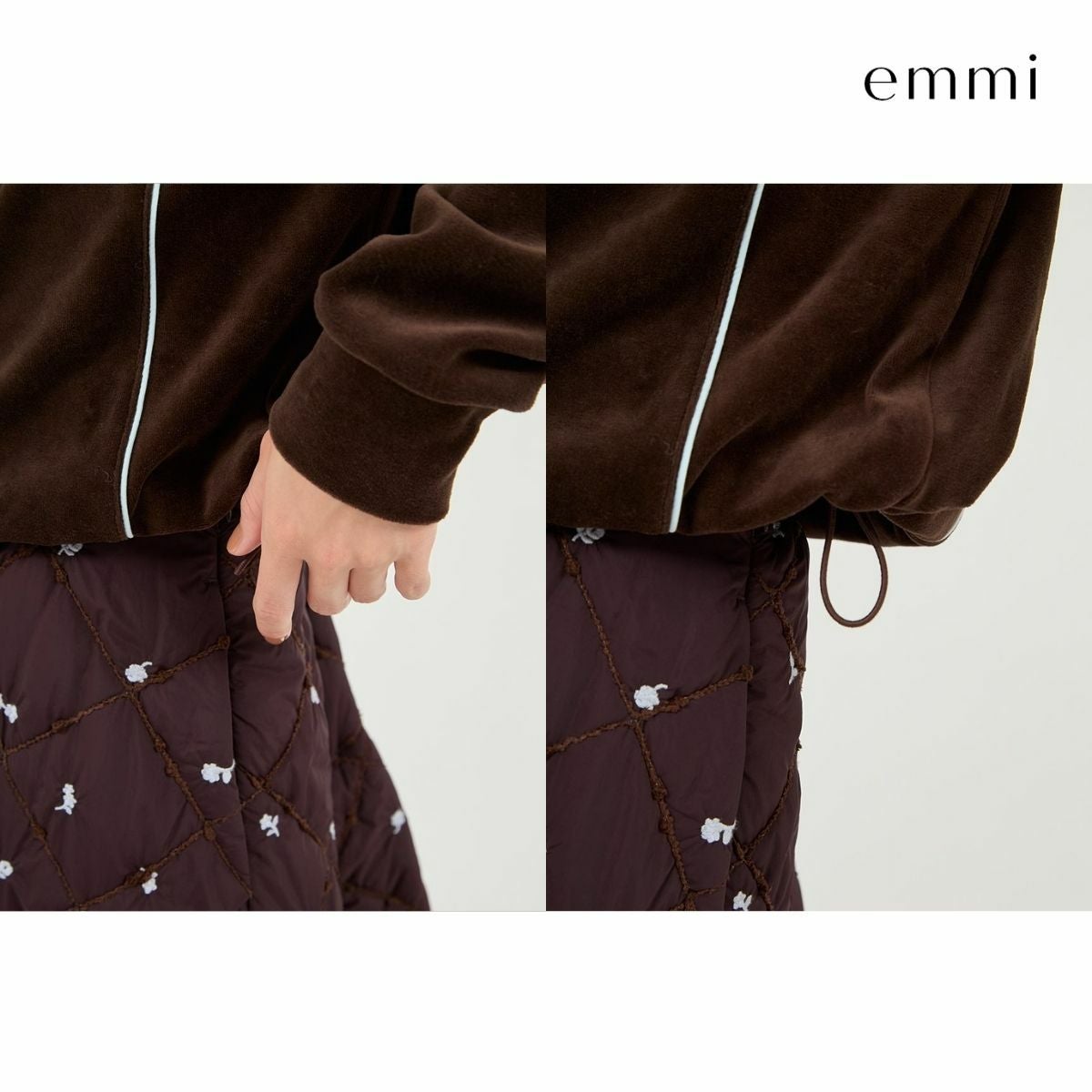 emmi エミパイピングデザインベロアトップス エミ パイピングデザインベロアトップス emmi | SHIROHATO(白鳩)