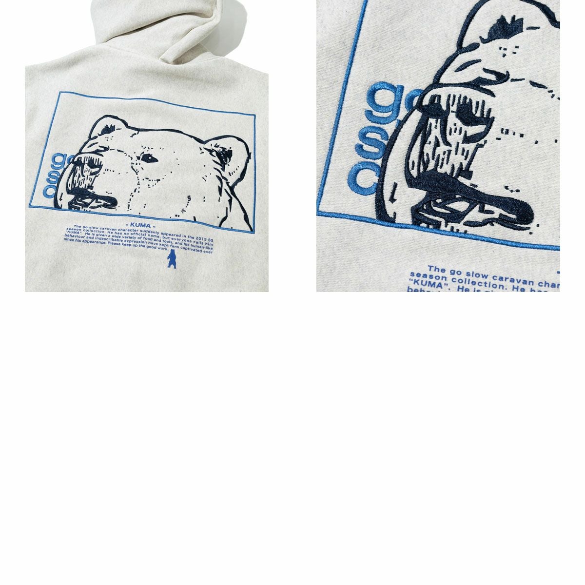 ゴースローキャラバン ヘビースウェット×裏ワッフル スクエアクマ ZIP