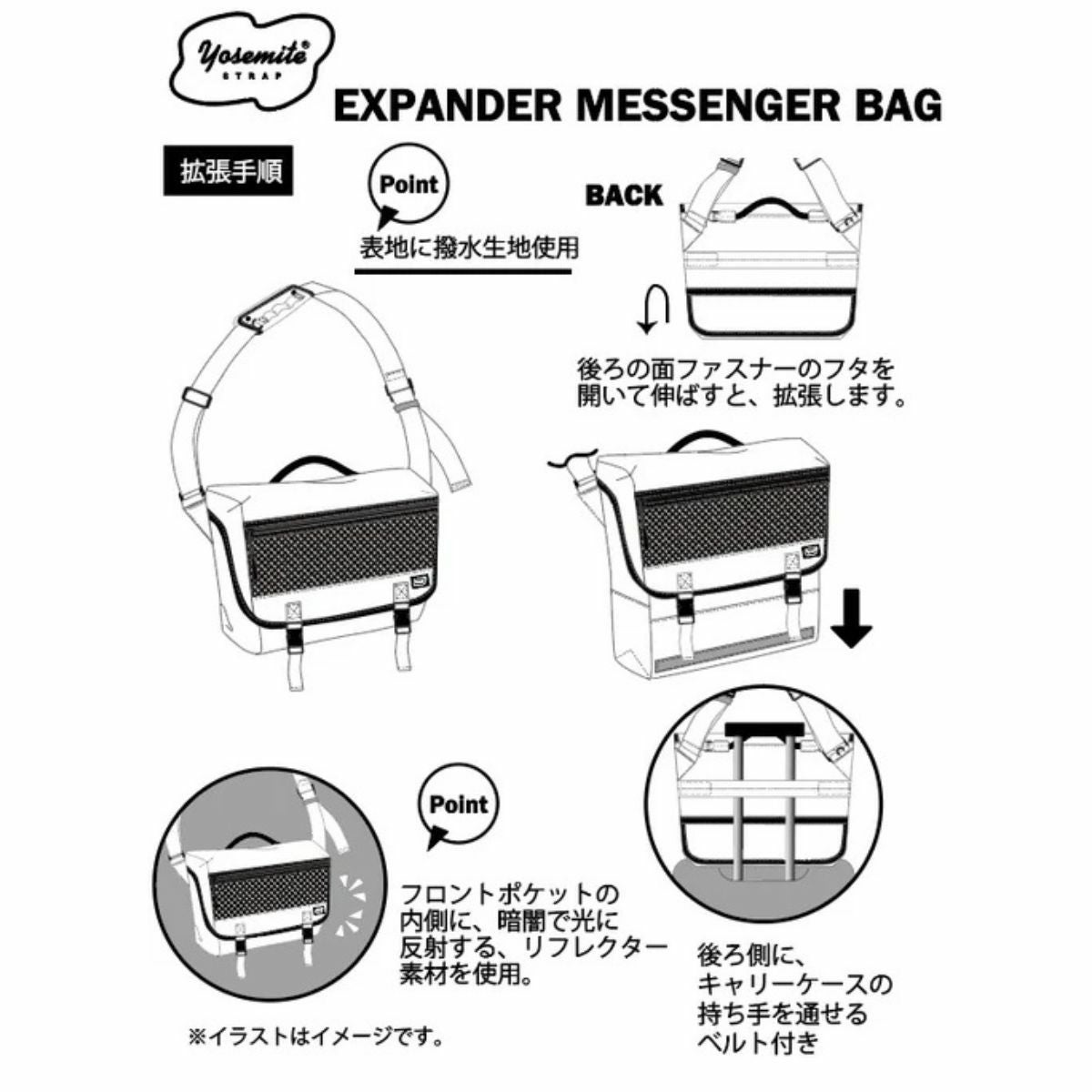 ヨセミテストラップ ヨセミテ エキスパンダ－ メッセンジャーバッグ