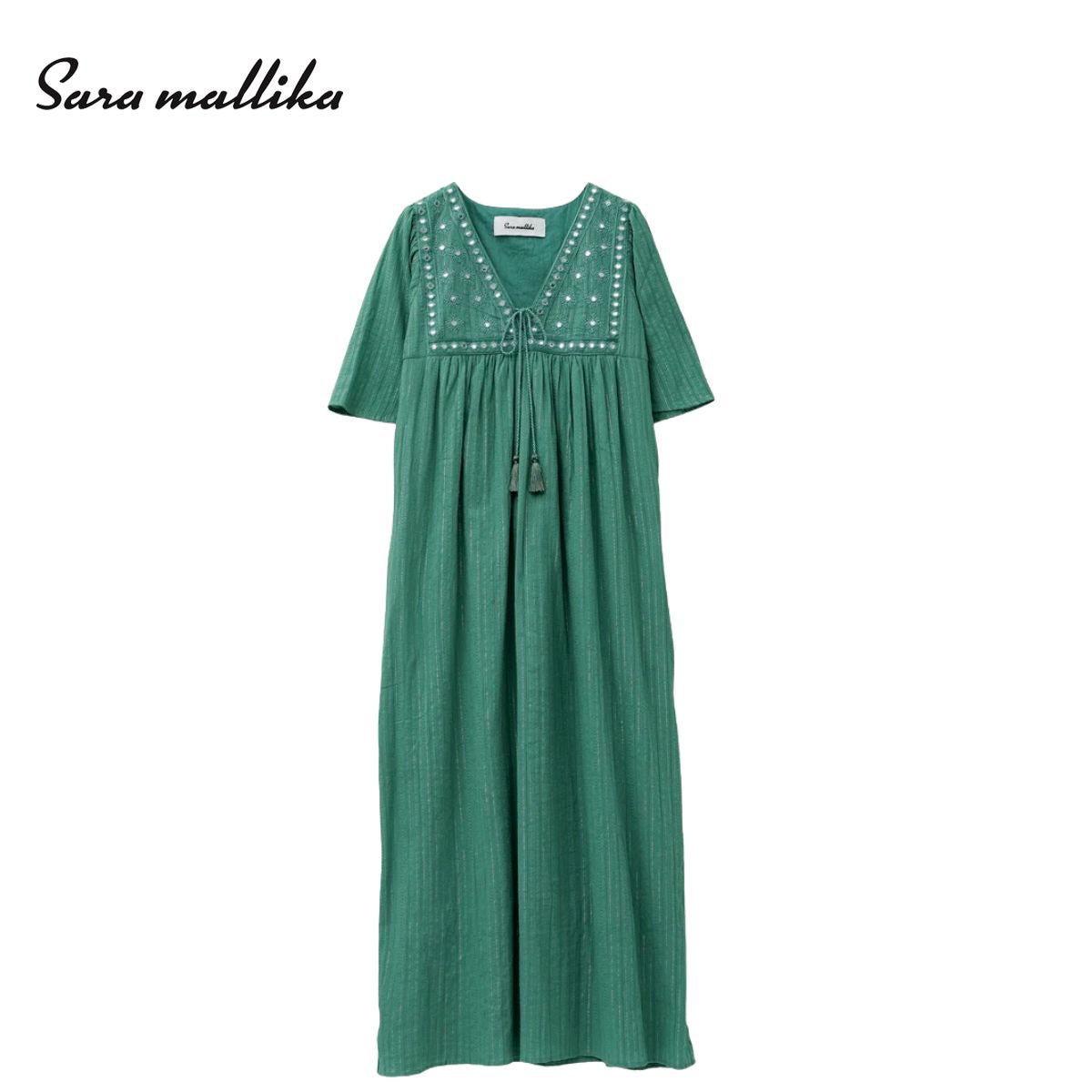 サラマリカ コットンジャカードミラーエンブロイダリードレス