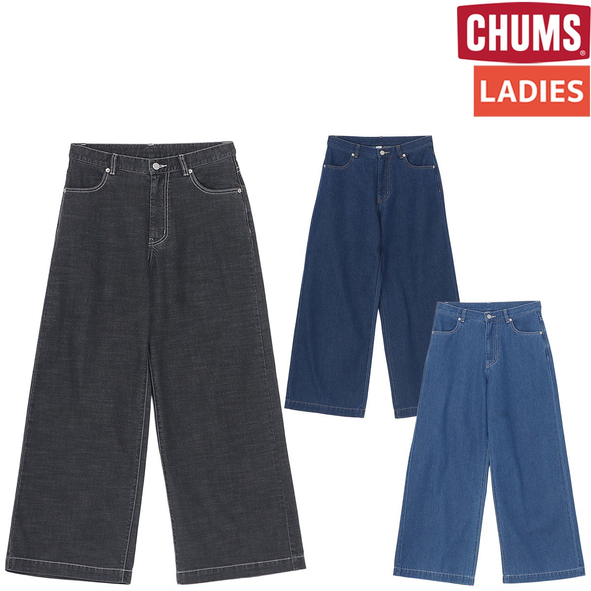 チャムス デニムワイドパンツ レディース CHUMS Denim Wide Pants CH18