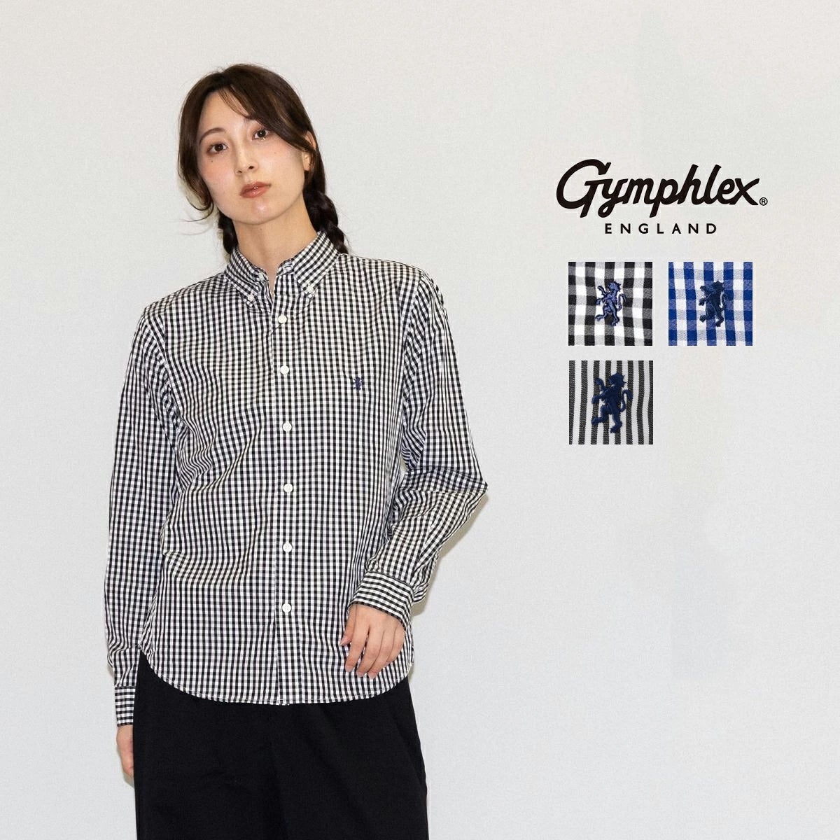 ジムフレックス 長袖ボタンダウンシャツ レディース GYMPHLEX 