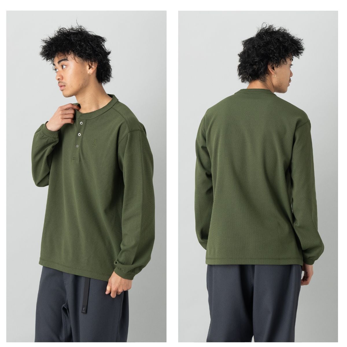 BENTL LOGIC GREEN Sサイズ インフィット ヘンリーネック長袖Tシャツ INFIT | スポーツマリオ公式