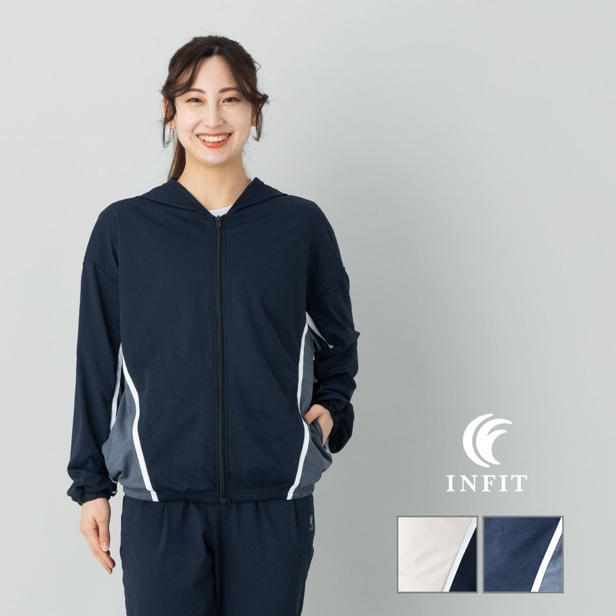 インフィット ストレッチ切替ZIPパーカー レディース INFIT | スポーツ