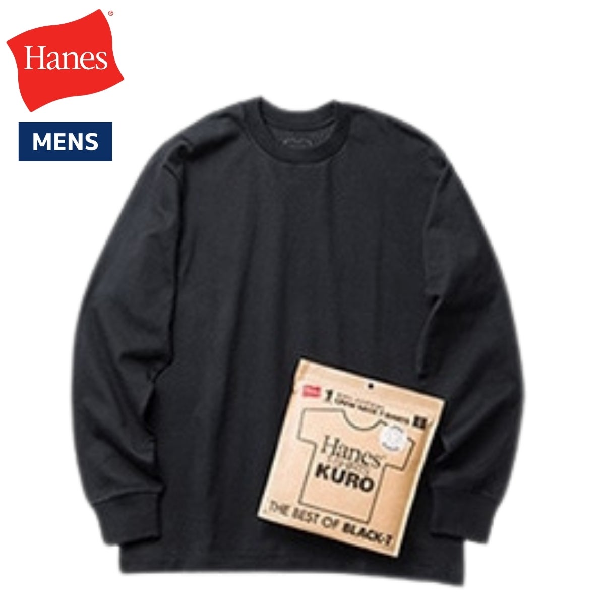 ヘインズ Hanes T-SHIRTS KURO クルーネックロングスリーブTシャツ