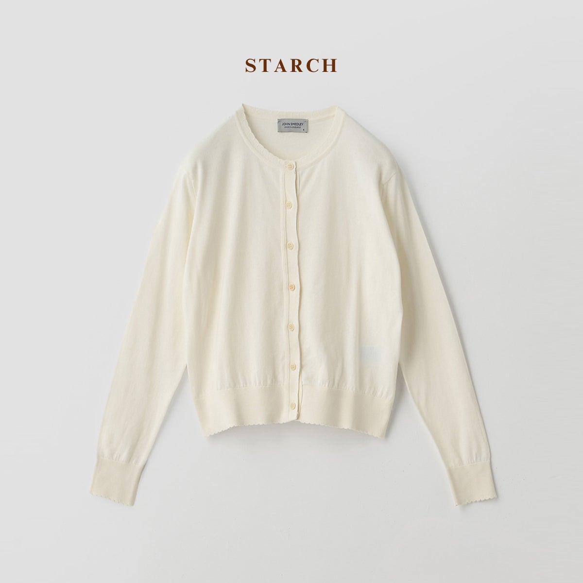 ジョンスメドレー コットンスカラップ長袖ニットカーディガン 30G JOHN