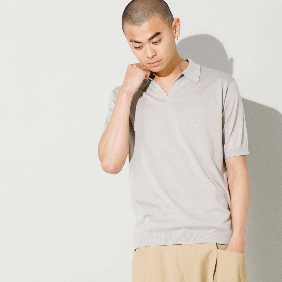 正規取扱い販売店】ジョンスメドレー スキッパーネック半袖コットン