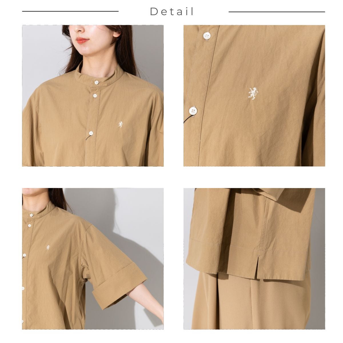 ジムフレックス タイプライター スタンドカラー半袖シャツ レディス