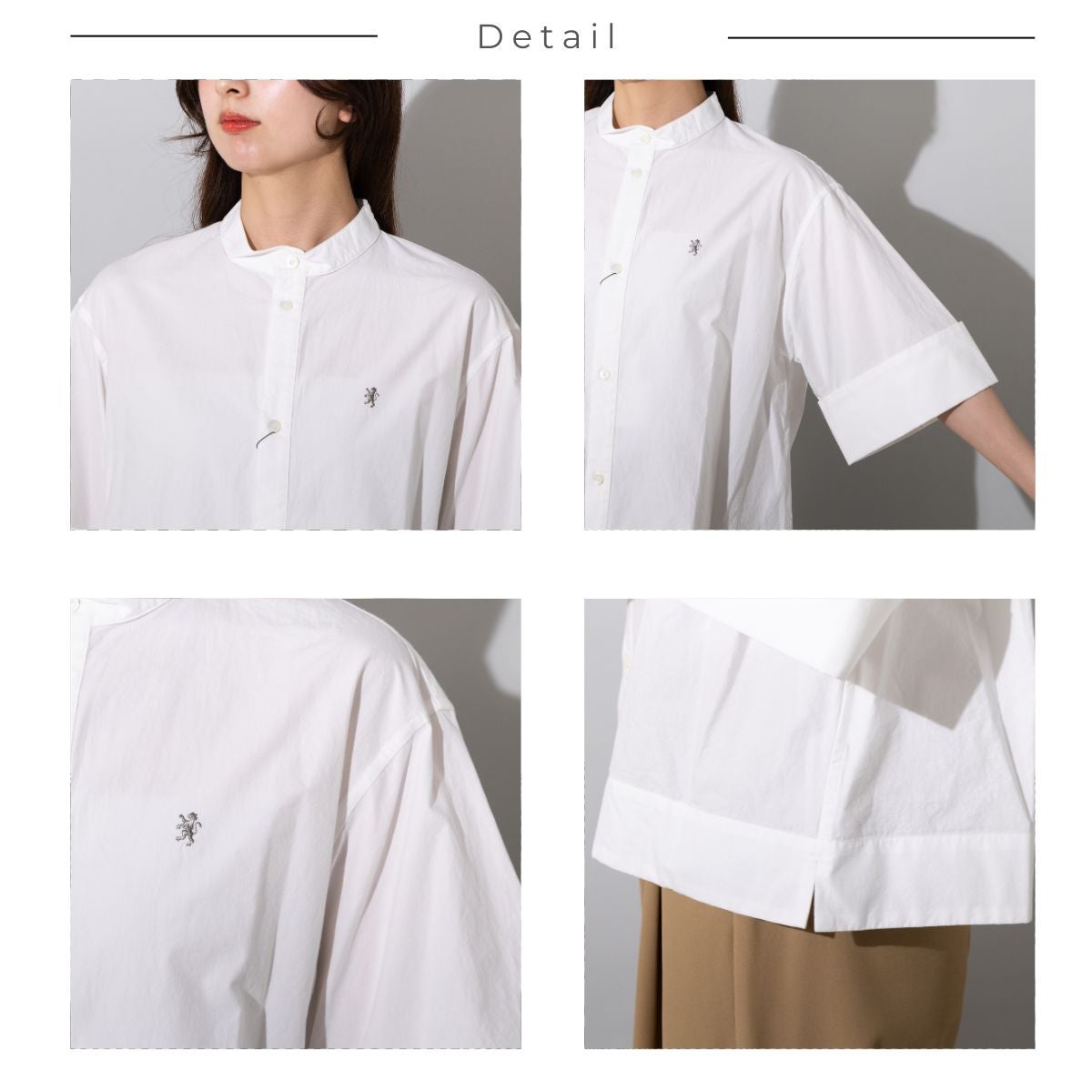 ジムフレックス タイプライター スタンドカラー半袖シャツ レディス