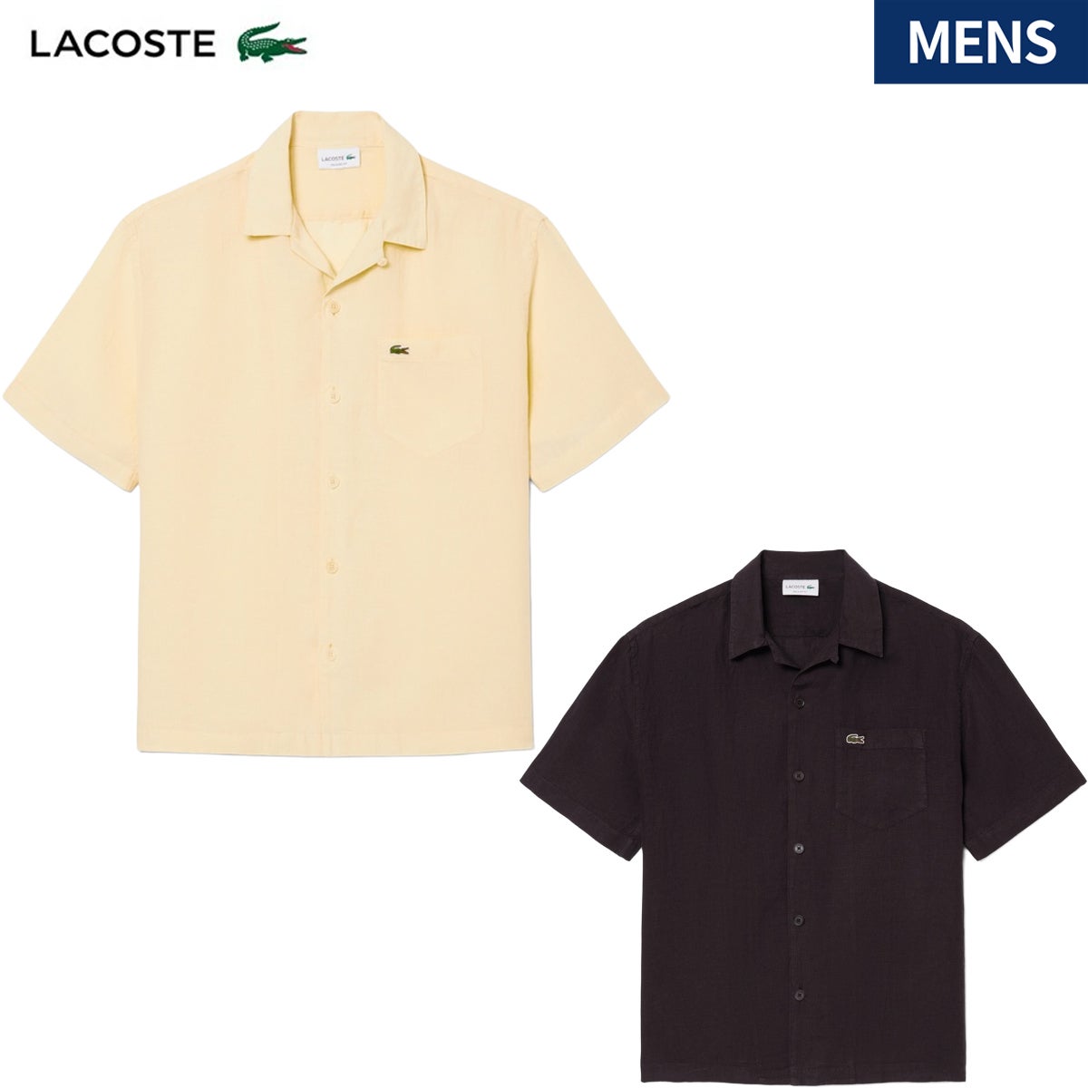 試着のみ lacoste ブルガリア製 コレクションライン シャツ ラコステ ラコステ リネンオープンカラーシャツ LACOSTE Linen open-collar