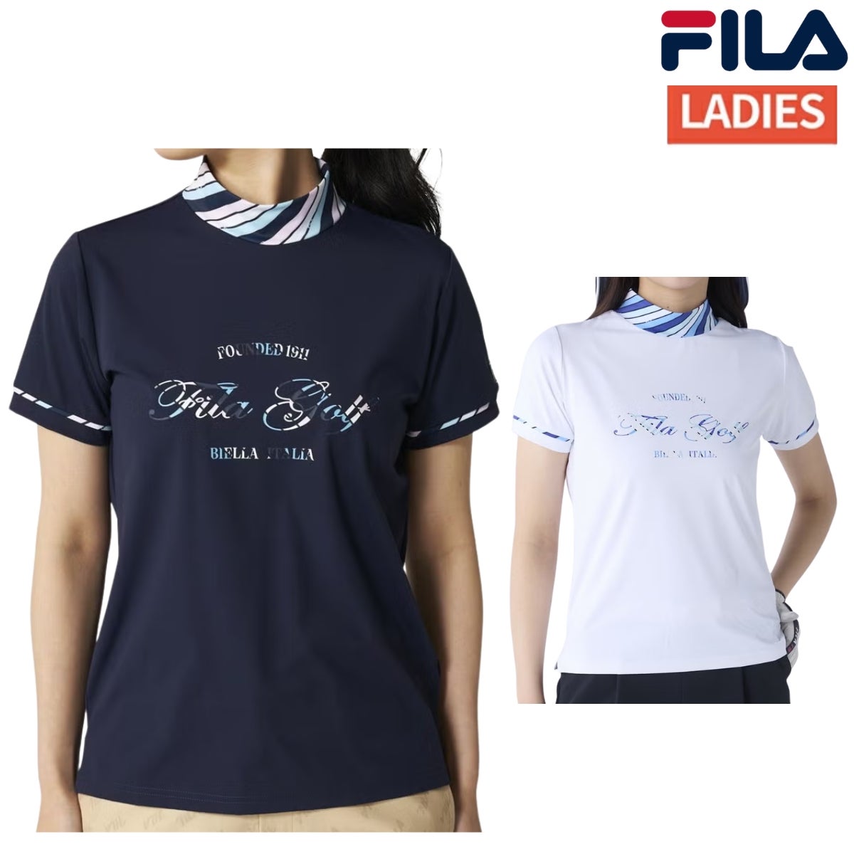 フィラ 襟切り替え半袖モックネックシャツ商品番号 756642-NV FILA