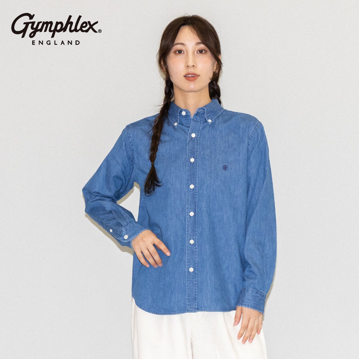 ジムフレックス 長袖ボタンダウンシャツ レディース GYMPHLEX